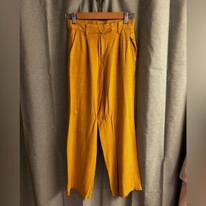 Women's Mustard High-Waist Straight Trousers